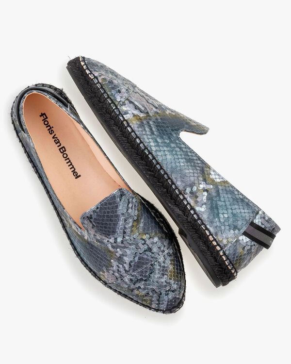 Espadrille Leder mit Print blau