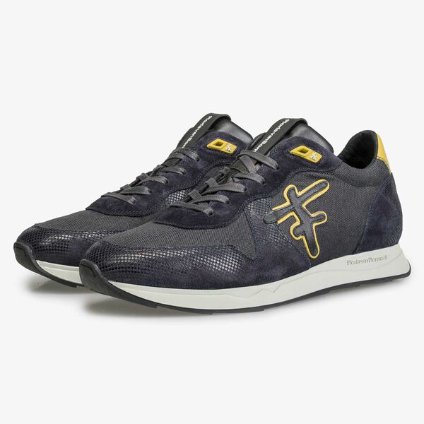 Blue / grey sneaker with yellow details