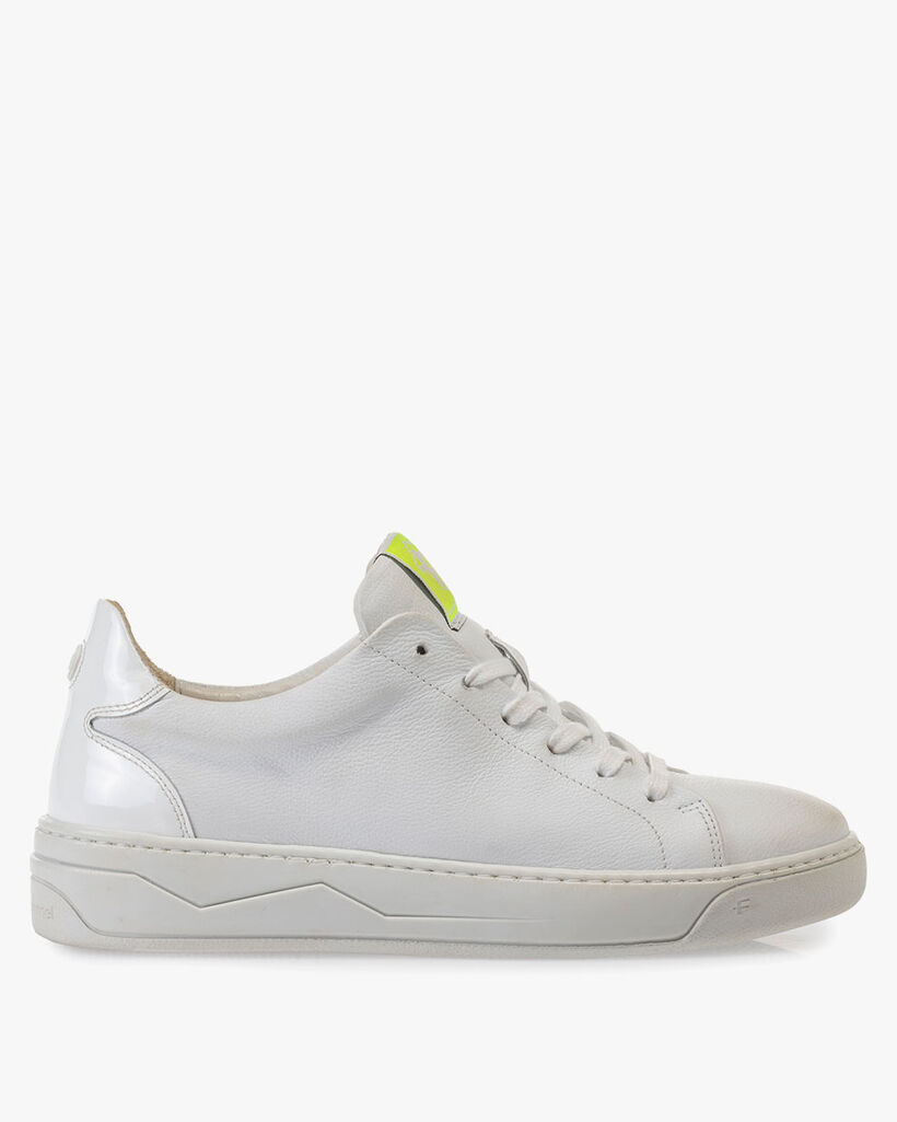 Sneaker Leder mit Print wei&szlig;