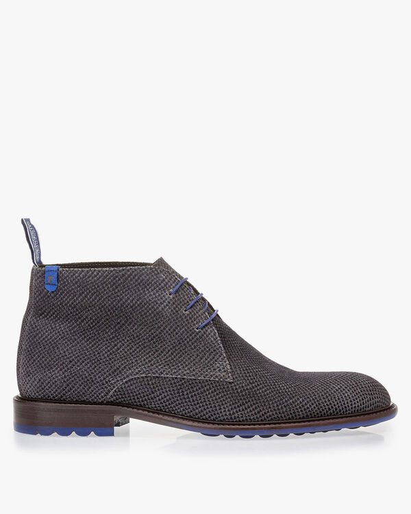 Schn&uuml;rstiefel grau mit Print