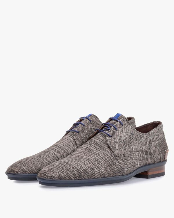 Schn&uuml;rschuh mit Print taupe