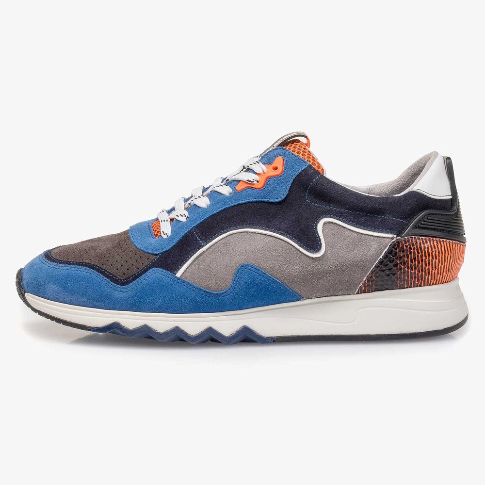 Blau-oranger Wildleder-Sneaker