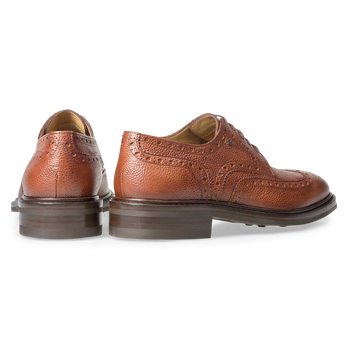 Cognacfarbener Brogue-Schn&uuml;rschuh aus Leder