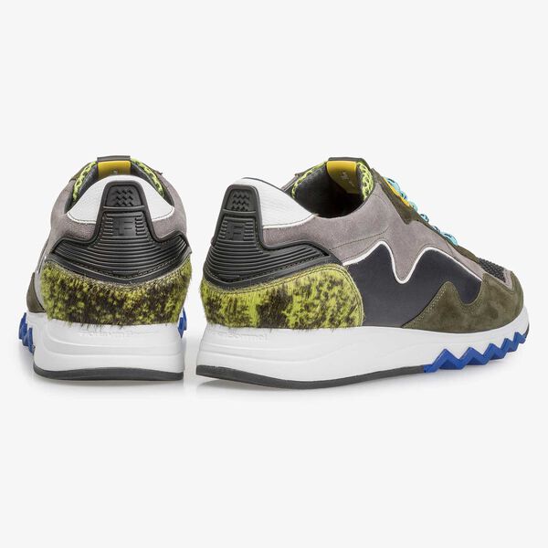 Gr&uuml;n-gelber Wildleder-Sneaker