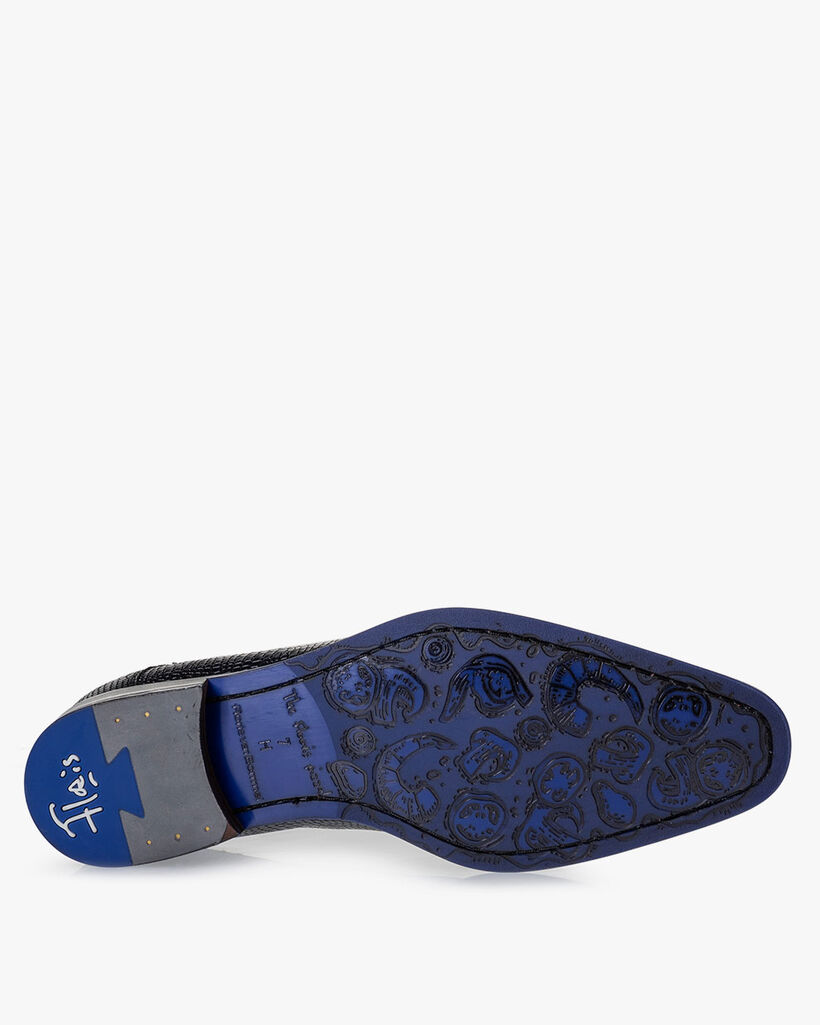 Schn&uuml;rschuh metallic dunkelblau