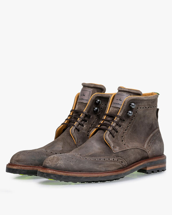 Lace boot suede taupe