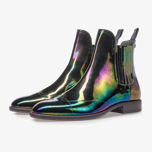 Multi-coloured patent leather Chelsea boot