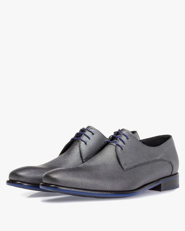Lace shoe metallic print grey