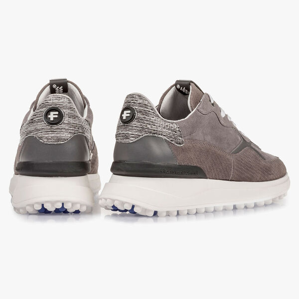 Grauer Wildleder-Sneaker mit Print