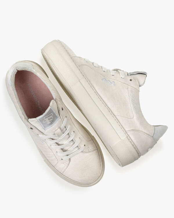 Sneaker Leder mit Print wei&szlig;