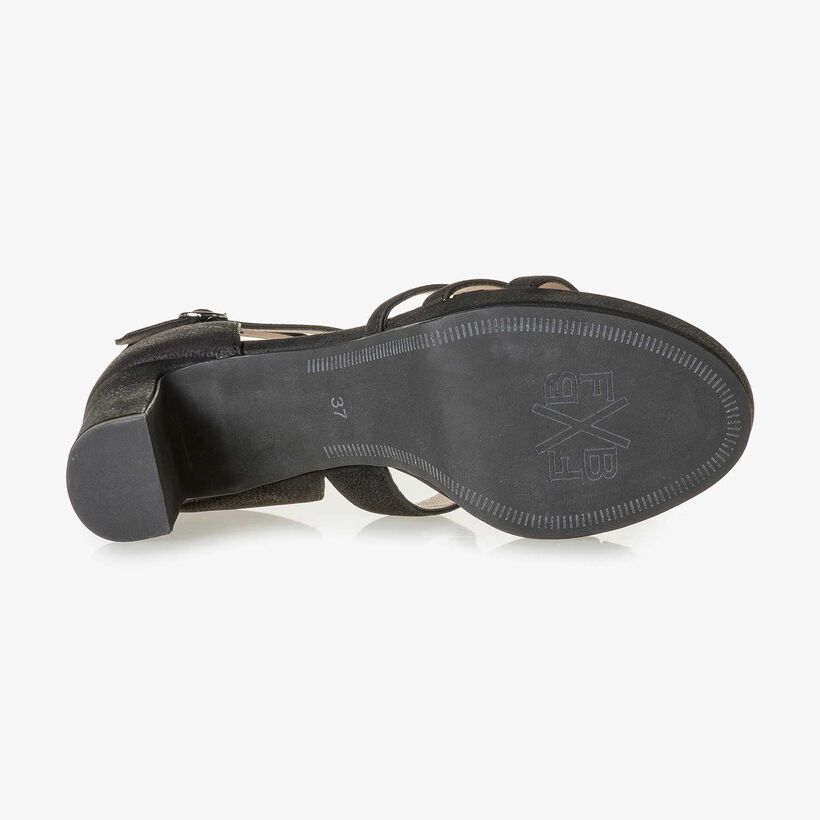 Schwarze fein strukturierte Nubukleder-Sandalette