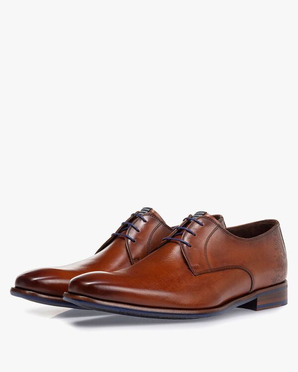 Schn&uuml;rschuh Kalbsleder cognac