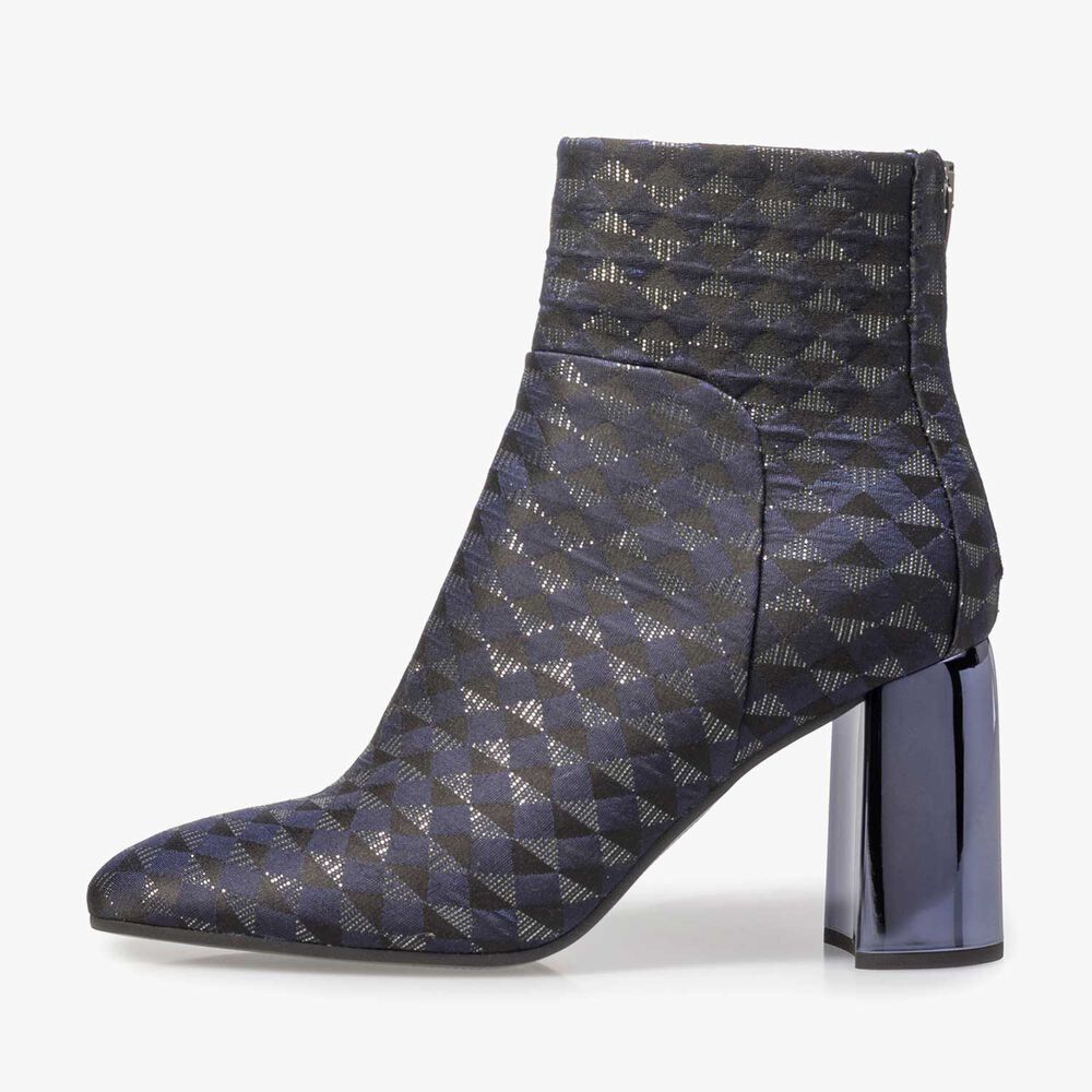 Blaue Stiefelette mit Grafikprint
