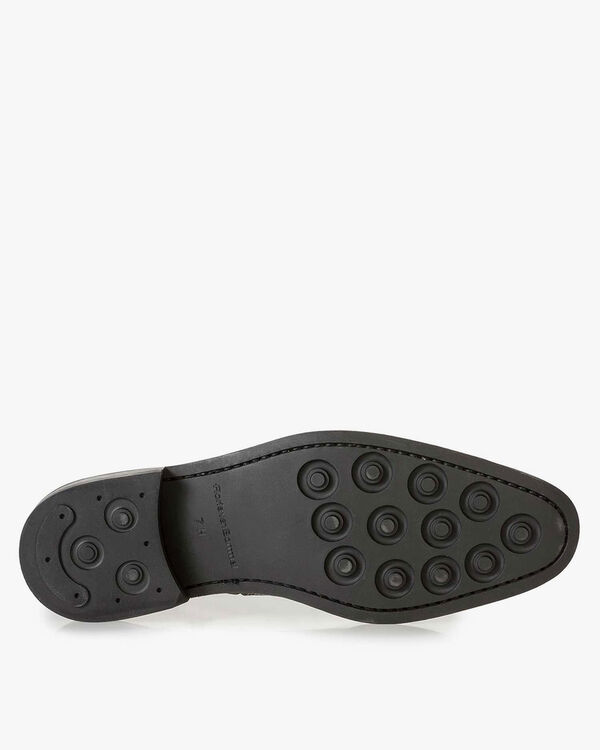 Black calf leather monk strap with print