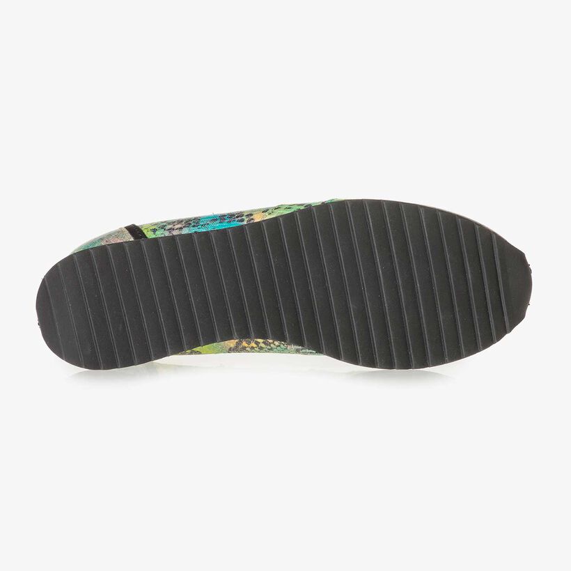 Gr&uuml;ner Leder-Sneaker mit Schlangenprint
