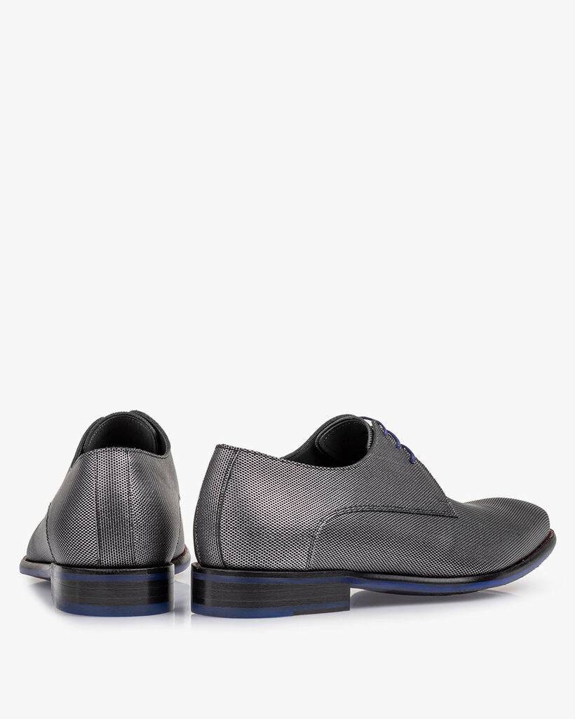 Lace shoe metallic print grey