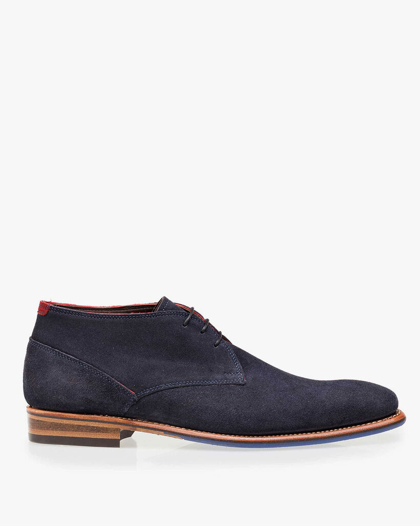 Schn&uuml;rstiefel Wildleder blau