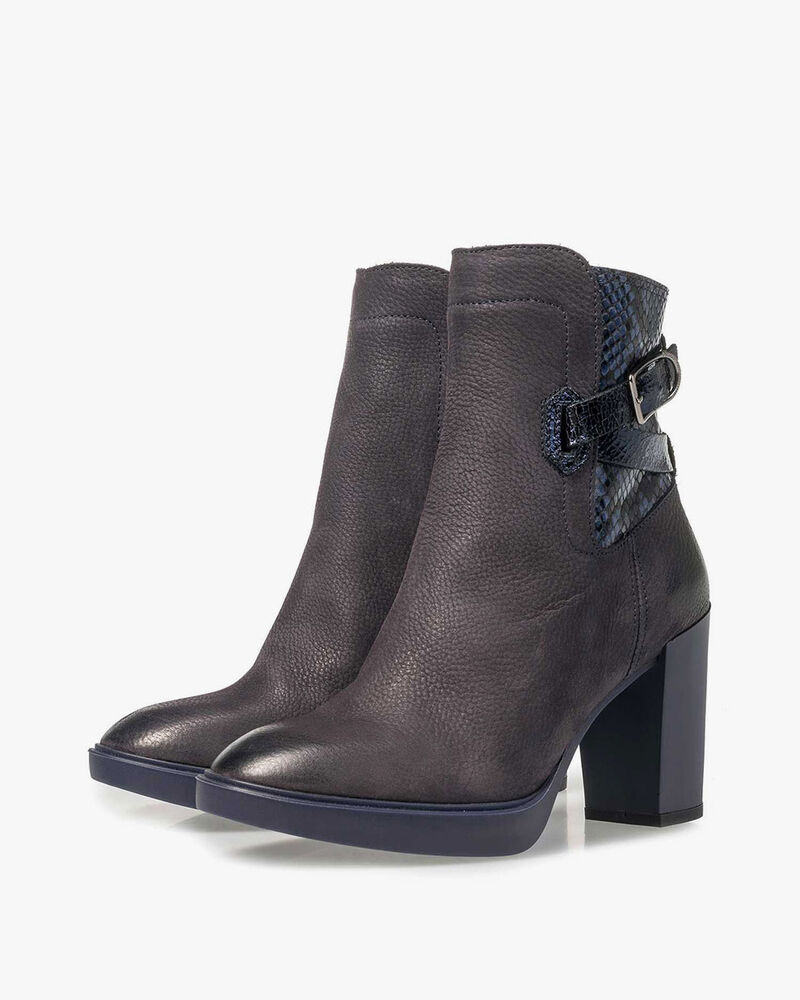 Dunkelblaue Nubukleder-Stiefelette