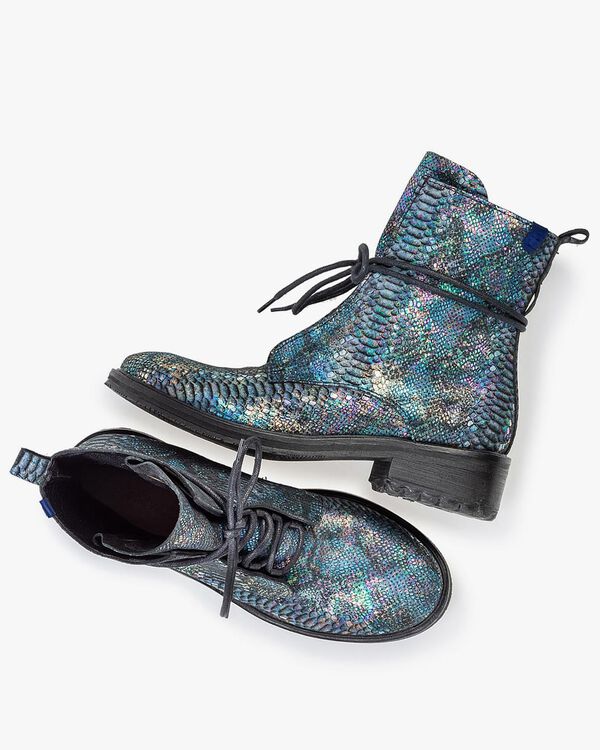 Schn&uuml;rstiefel Schlangenprint multi-colour