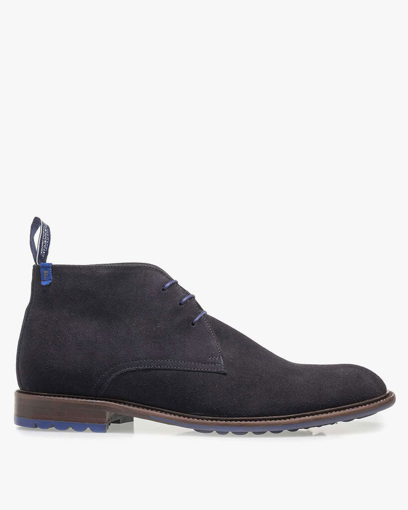 Schn&uuml;rstiefel Wildleder dunkelblau