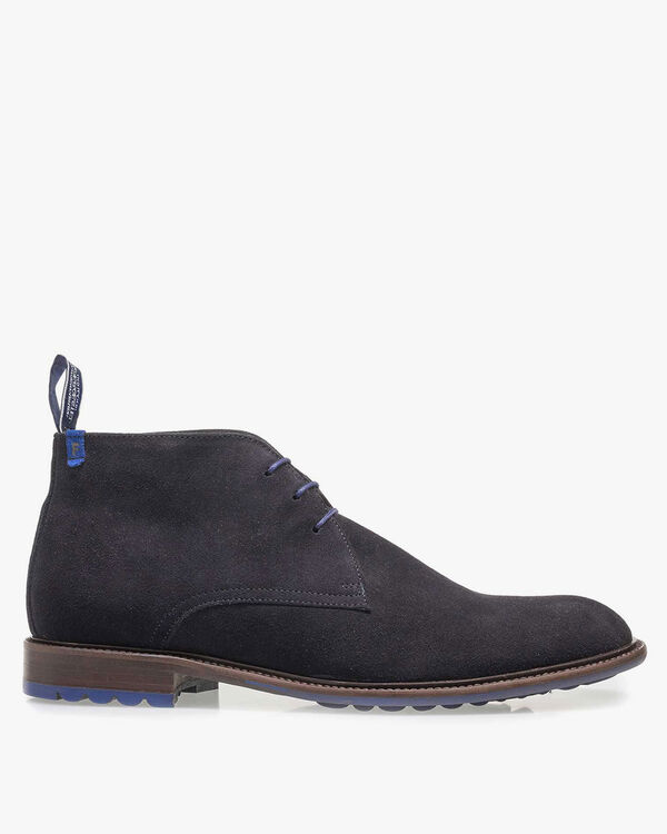 Schn&uuml;rstiefel Wildleder dunkelblau
