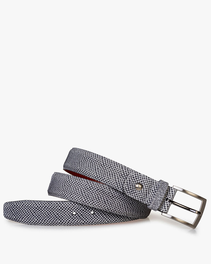 G&uuml;rtel Leder mit Print cremewei&szlig;