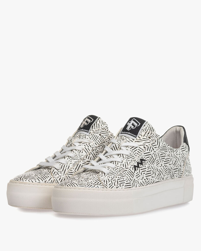 Sneaker Zick-Zack-Print schwarz-wei&szlig;