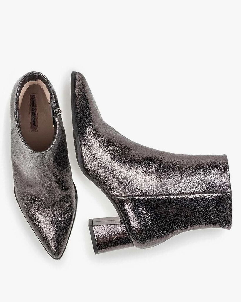 Dunkelgraue Stiefelette Metallic-Print
