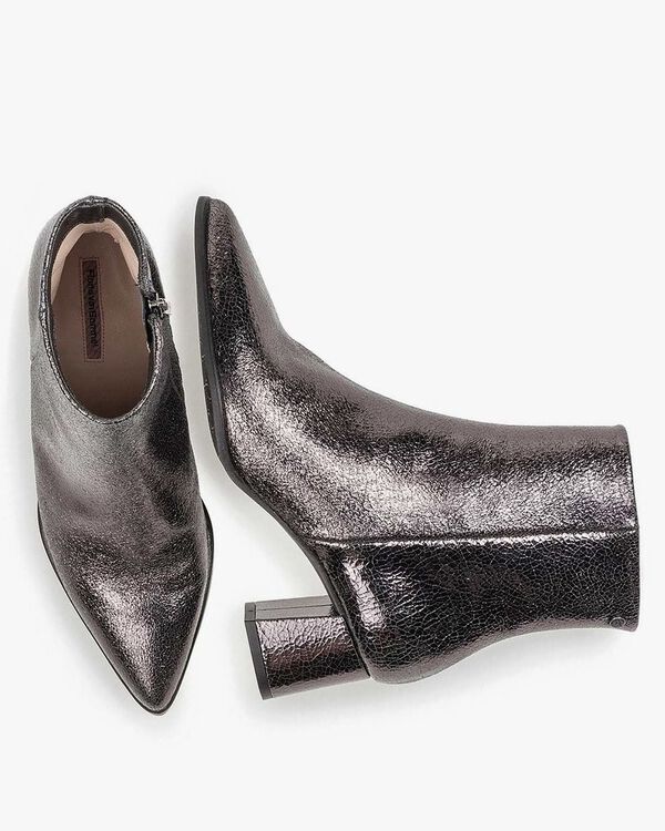 Dunkelgraue Stiefelette Metallic-Print