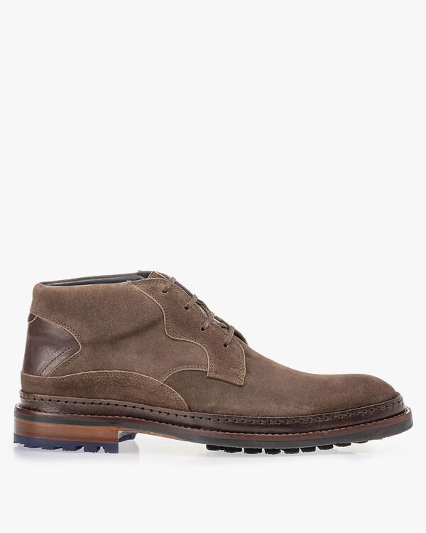 Lace boot suede leather dark taupe
