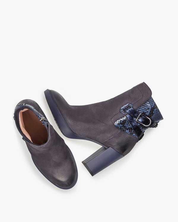 Dunkelblaue Nubukleder-Stiefelette