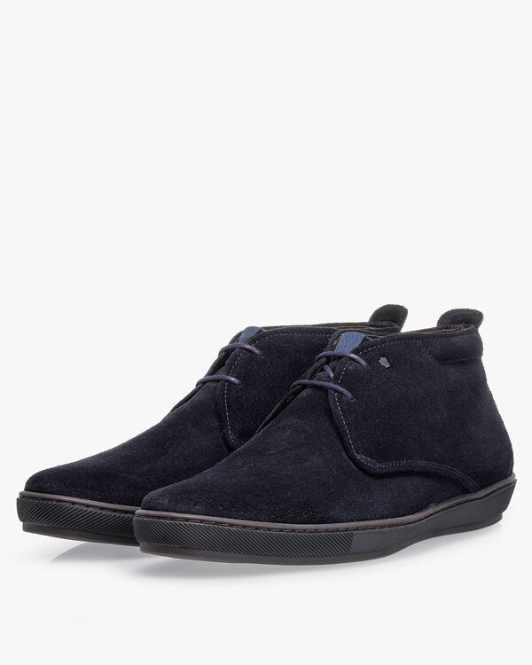 Schn&uuml;rstiefel Wildleder dunkelblau