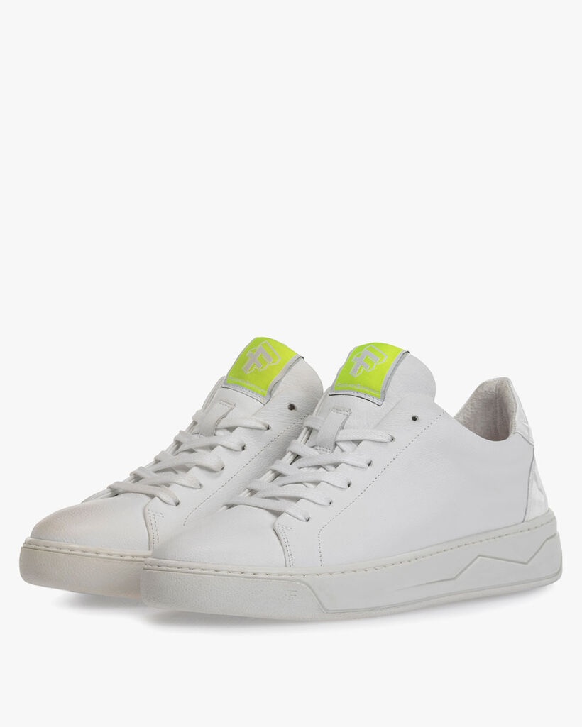 Sneaker Leder mit Print wei&szlig;