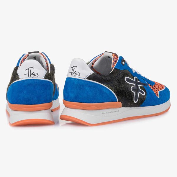 Blue premium suede leather sneaker with color accents