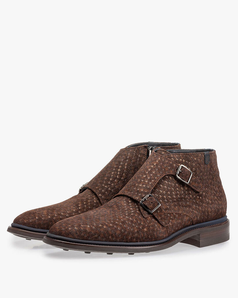 Boot with buckle closure dark brown
