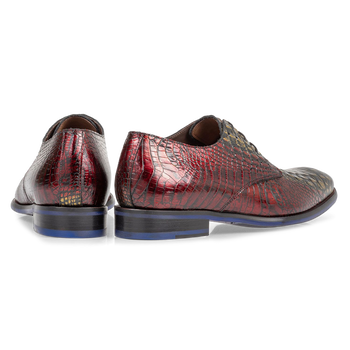 Schn&uuml;rschuh rotes Krokoleder