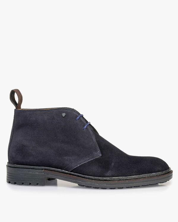 Dunkelblauer Wildleder-Schn&uuml;rstiefel