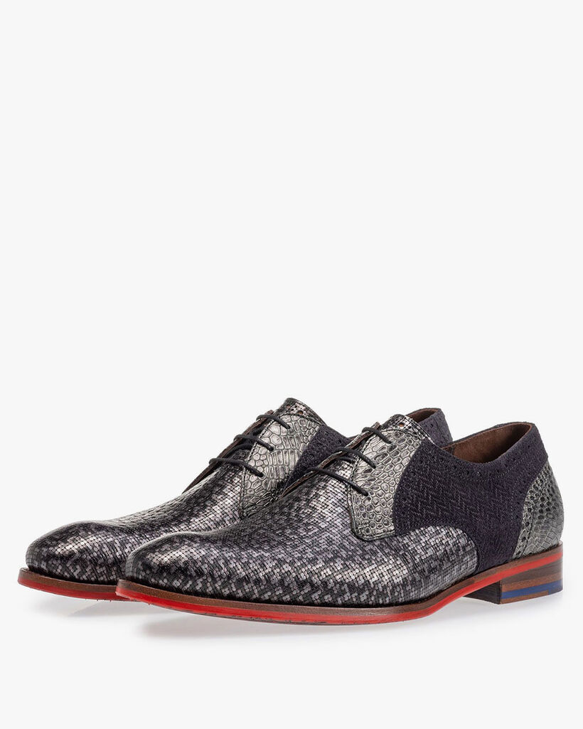 Schn&uuml;rschuh grau metallic