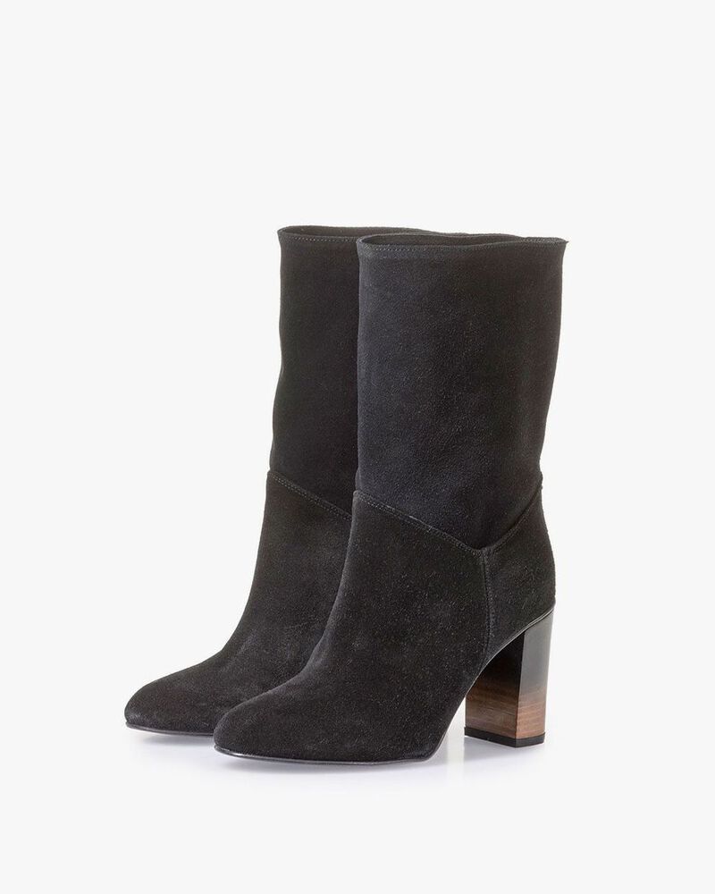 Schwarze Wildleder-Stiefel