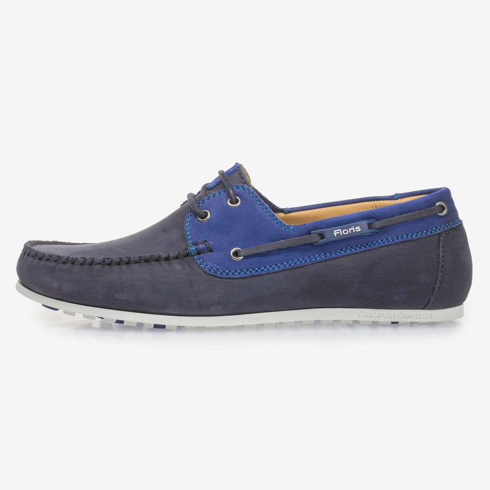 Blauer Nubukleder-Bootsschuh