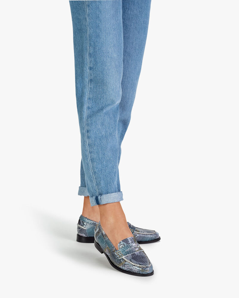 Loafer Leder mit Print blau