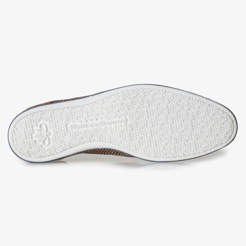 Cognacfarbener, geflochtener Leder-Schn&uuml;rschuh