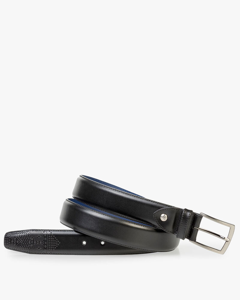 Black calf leather belt