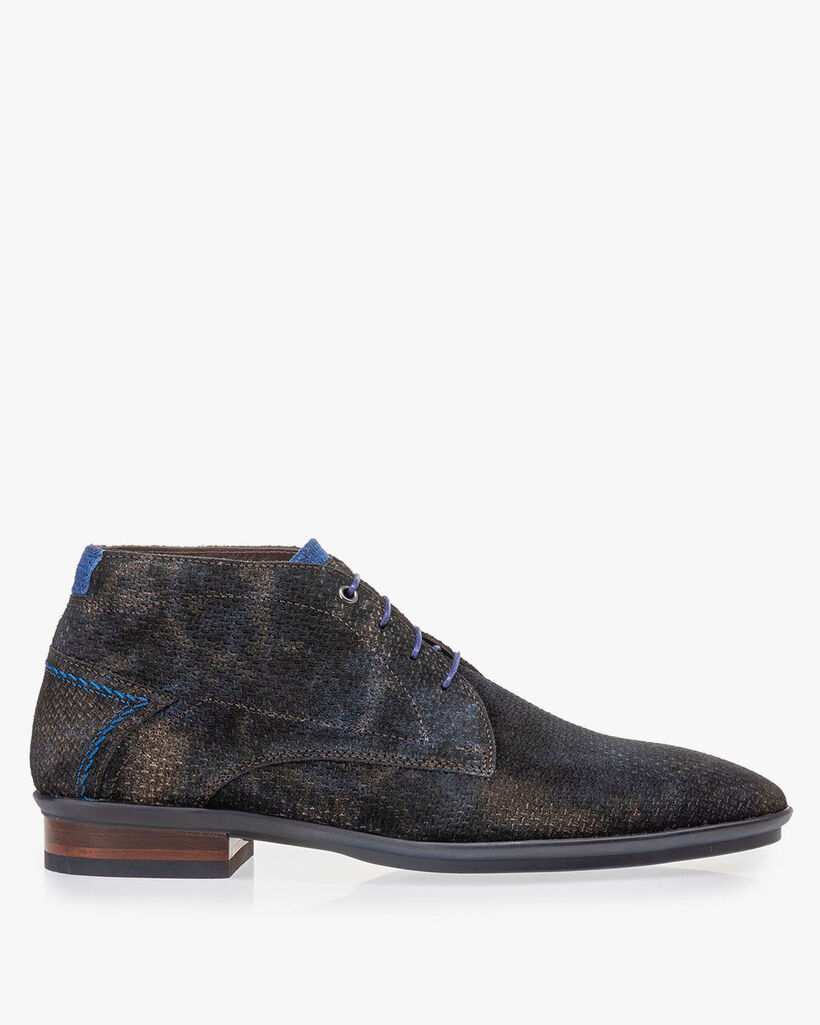 Lace boot with print bronze