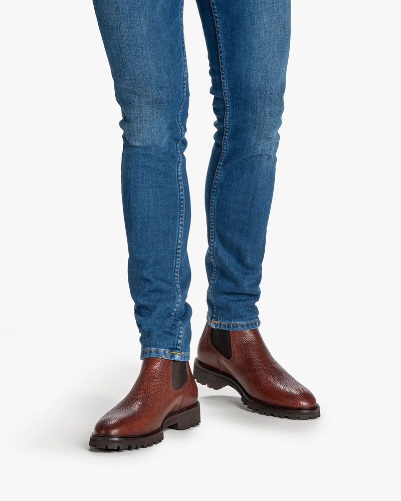 Chelsea Boot Leder-Print cognac
