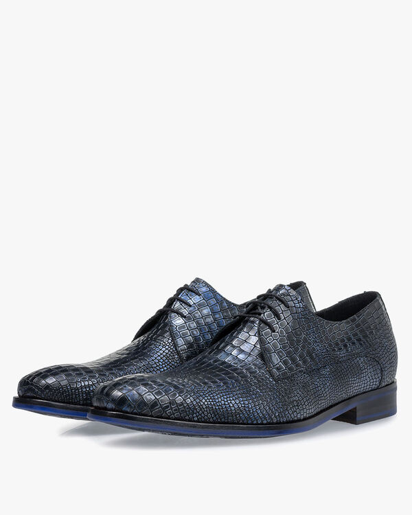 Schn&uuml;rschuh metallic dunkelblau