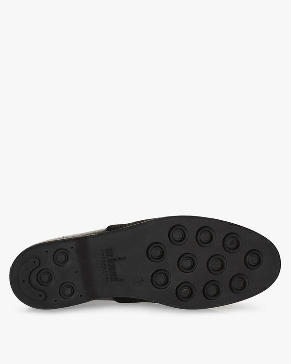 Lace boot printed leather black