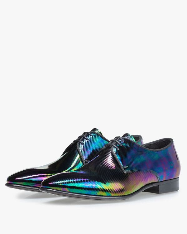 Schn&uuml;rschuh Multicolor Lackleder