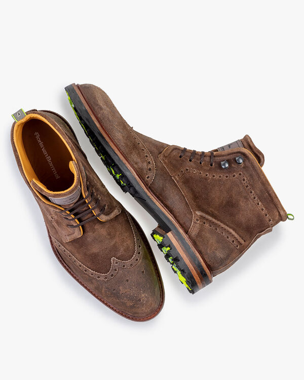 Lace boot suede cognac