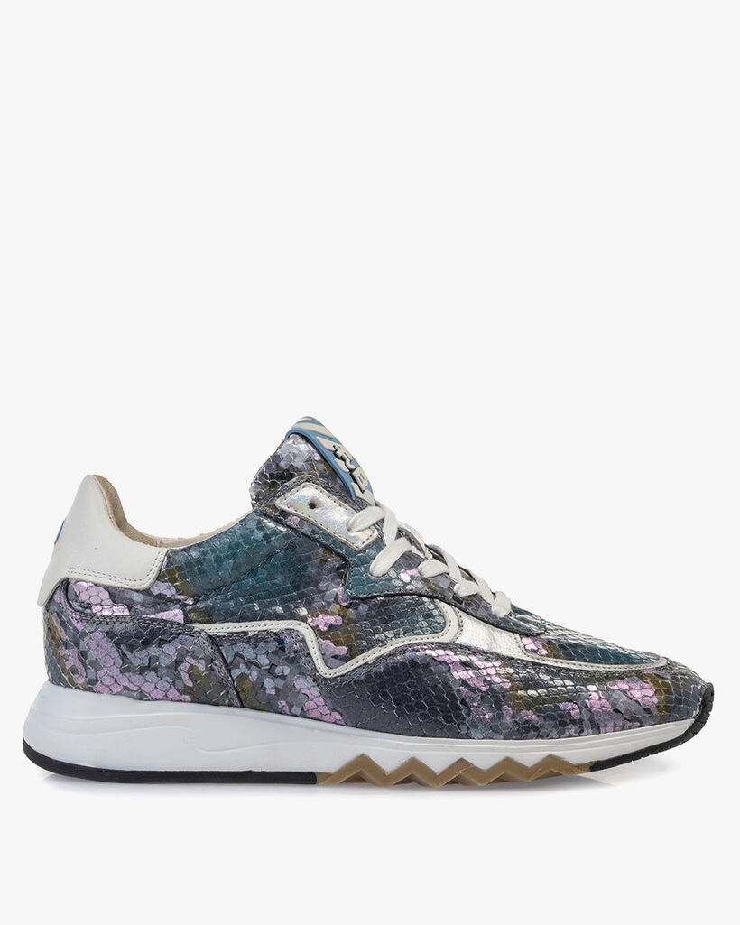 Nineti Leder mit Print blau